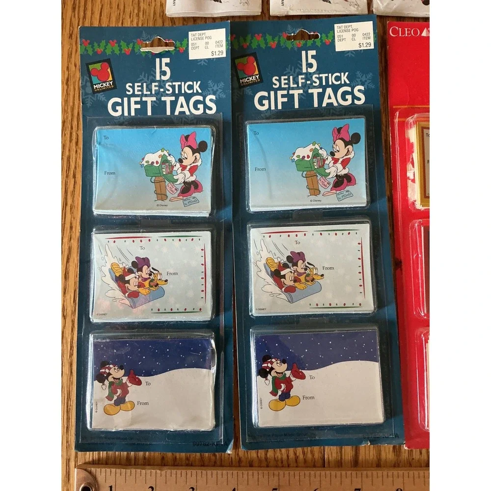 Vintage Disney Christmas Gift Tags Lot Mickey Minnie Donald Holiday Stickers NEW